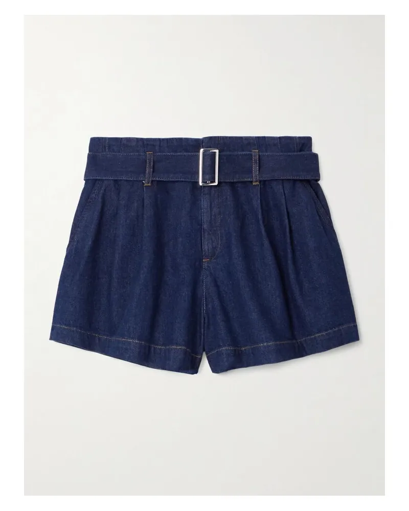 Frame Denim The Paper Bag Jeansshorts Aus Denim Mit Bundfalten Und Gürtel - Blau Blau