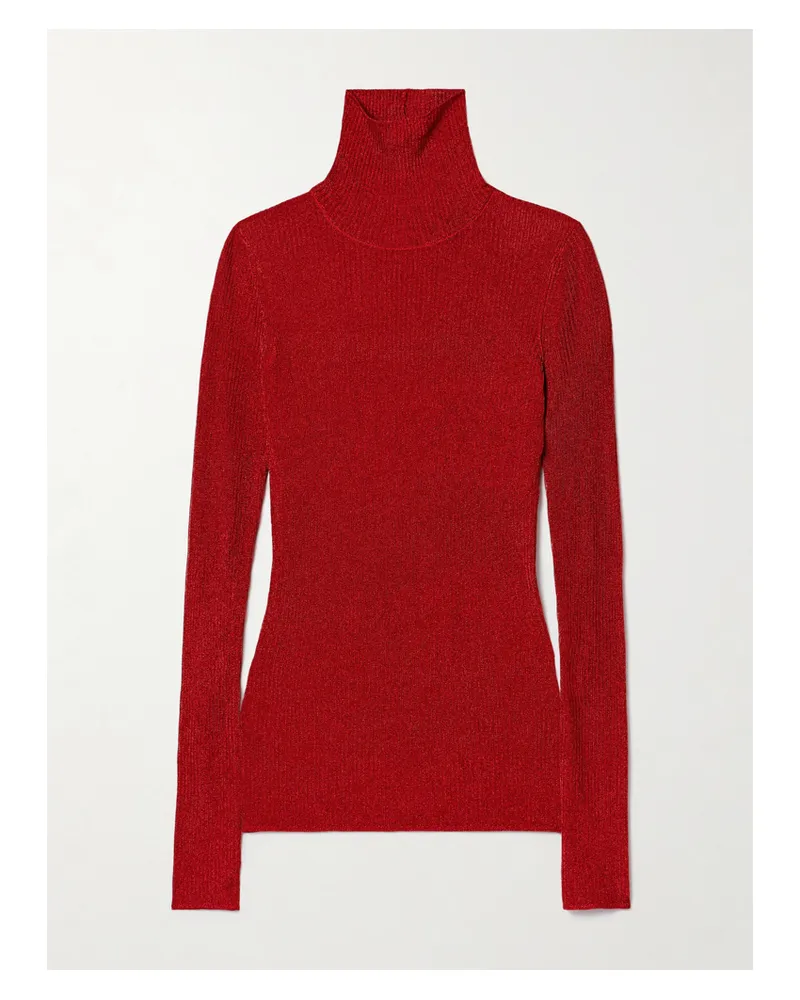 Isabel Marant Jaelis Rollkragenpullover Aus Metallic-rippstrick - Rot Rot
