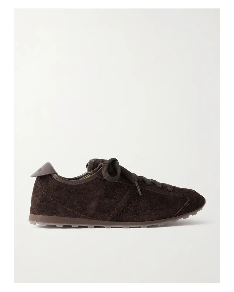Jacquemus The Tennis Leather-trimmed Suede Sneakers - Brown Brown