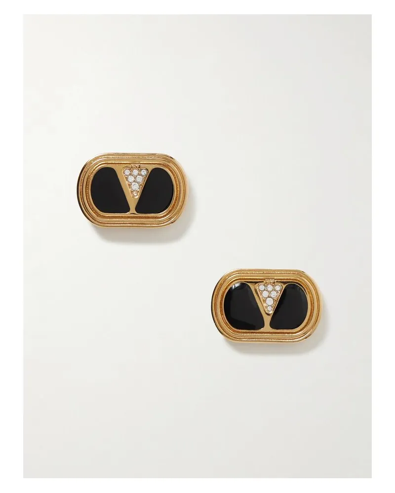 Valentino Garavani Goldfarbene Ohrringe Mit Emaille Und Kristallen Gold