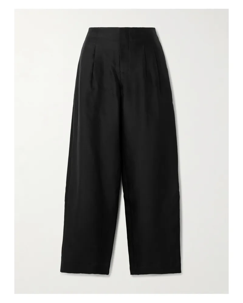 STAUD Pierre Hose Mit Weitem Bein Aus Twill - Schwarz Schwarz