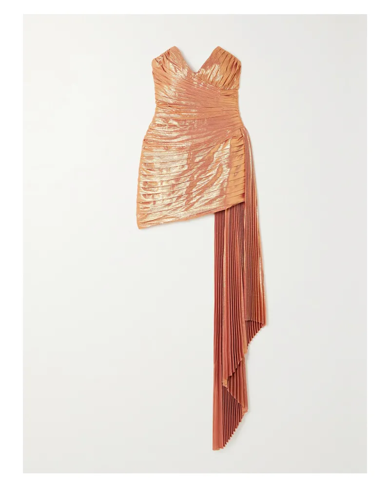 Retrofête Daniele Trägerloses, Asymmetrisches Minikleid Aus Lamé - Orange Orange