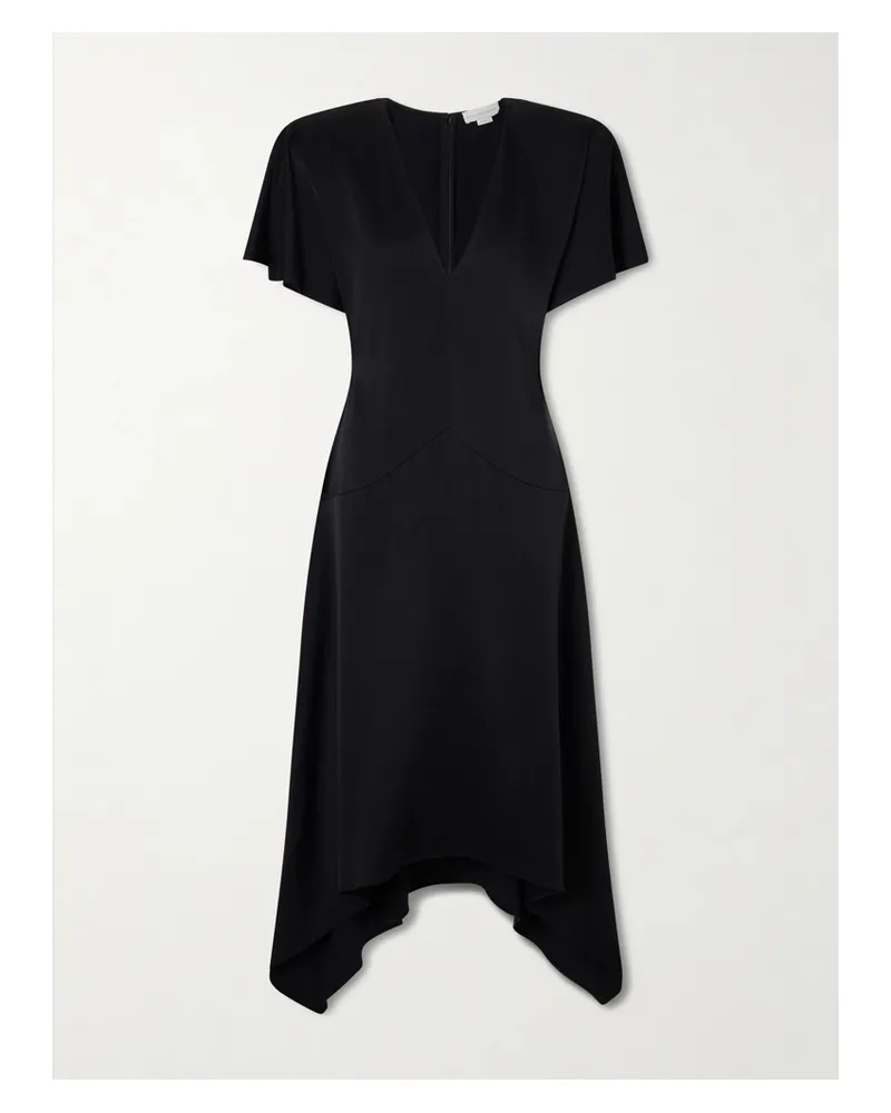 Stella McCartney Paneled Hammered-satin Midi Dress - Black Black