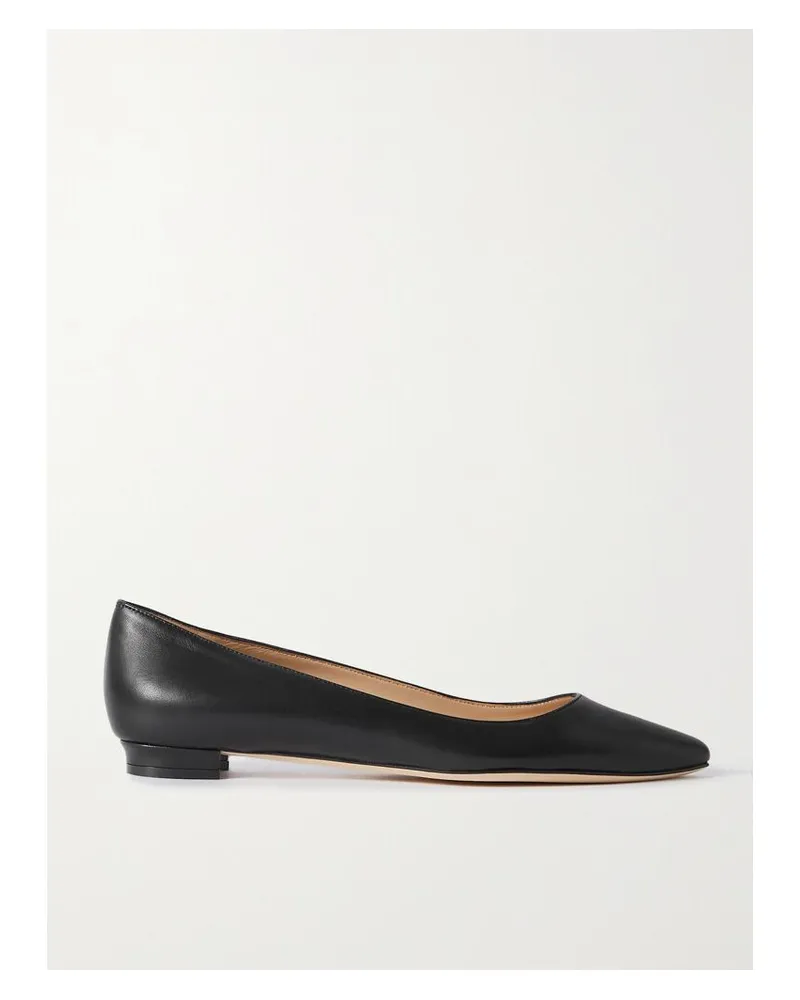 Manolo Blahnik Bb 10 Ballerinas Aus Leder Mit Spitzer Kappe - Schwarz Schwarz