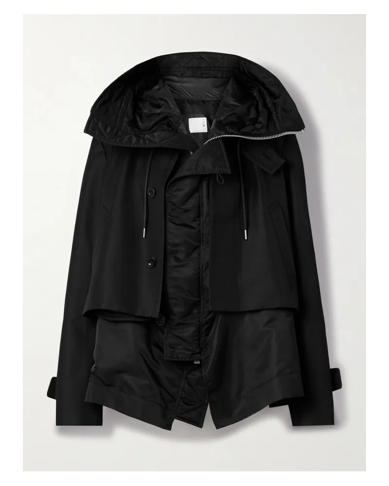 Sacai Jacke Aus Gabardine Aus Einer Baumwollmischung Und Wattiertem Shell - Schwarz Schwarz