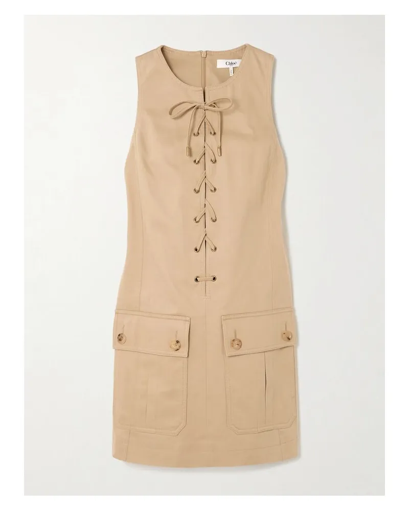 Chloé Minikleid Aus Baumwolle Mit Schnürung - Braun Braun
