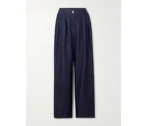 Bundfaltenhose Aus Denim Mit Weitem Bein - Blau