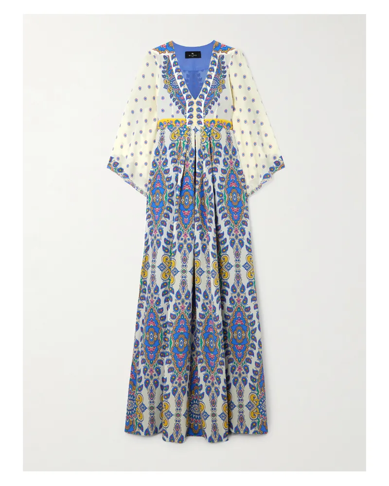Etro Maxikleid Aus Bedrucktem Seiden-crêpe - Blau Blau