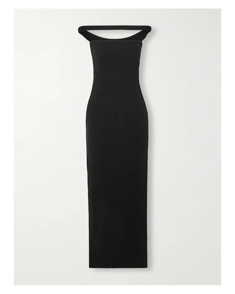 Courrèges Hyperbole Schulterfreies Maxikleid Aus Geripptem Stretch-baumwoll-jersey - Schwarz Schwarz