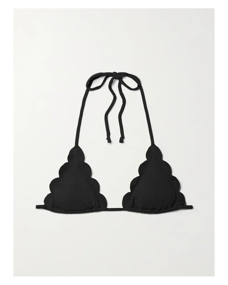 Marysia Broadway Bikini-oberteil Aus Recyceltem Seersucker Mit Wellenkanten - Schwarz Schwarz