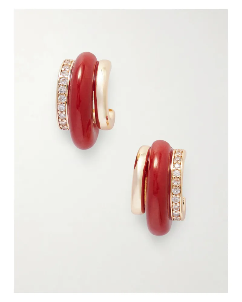 Roxanne Assoulin The Stone Huggie Goldfarbene Creolen Mit Karneolen Und Kristallen Gold