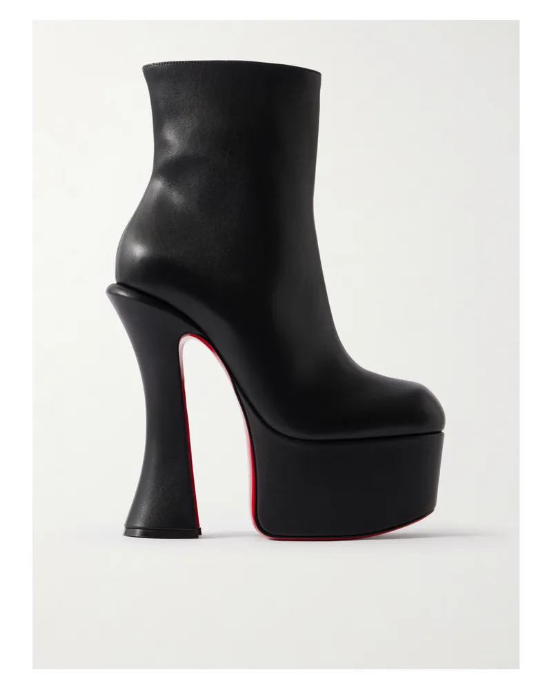 Christian Louboutin Aquabootie 160 Leather Platform Ankle Boots - Black Black