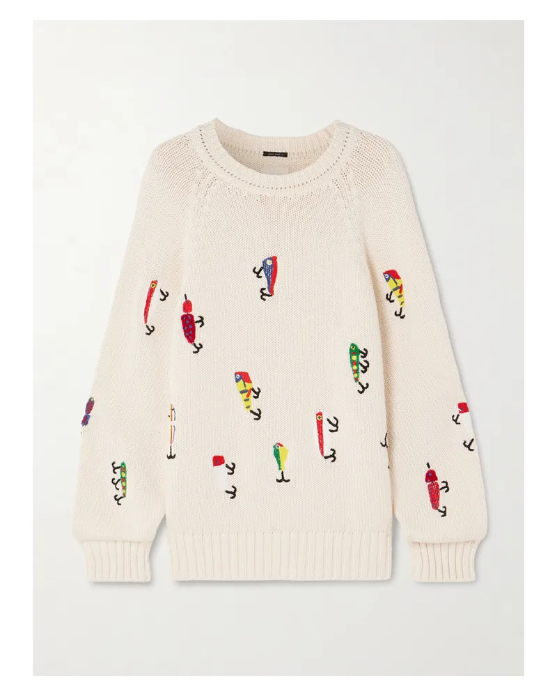 Mother The Raglan Embroidered Cotton Sweater - Unknown Unknown