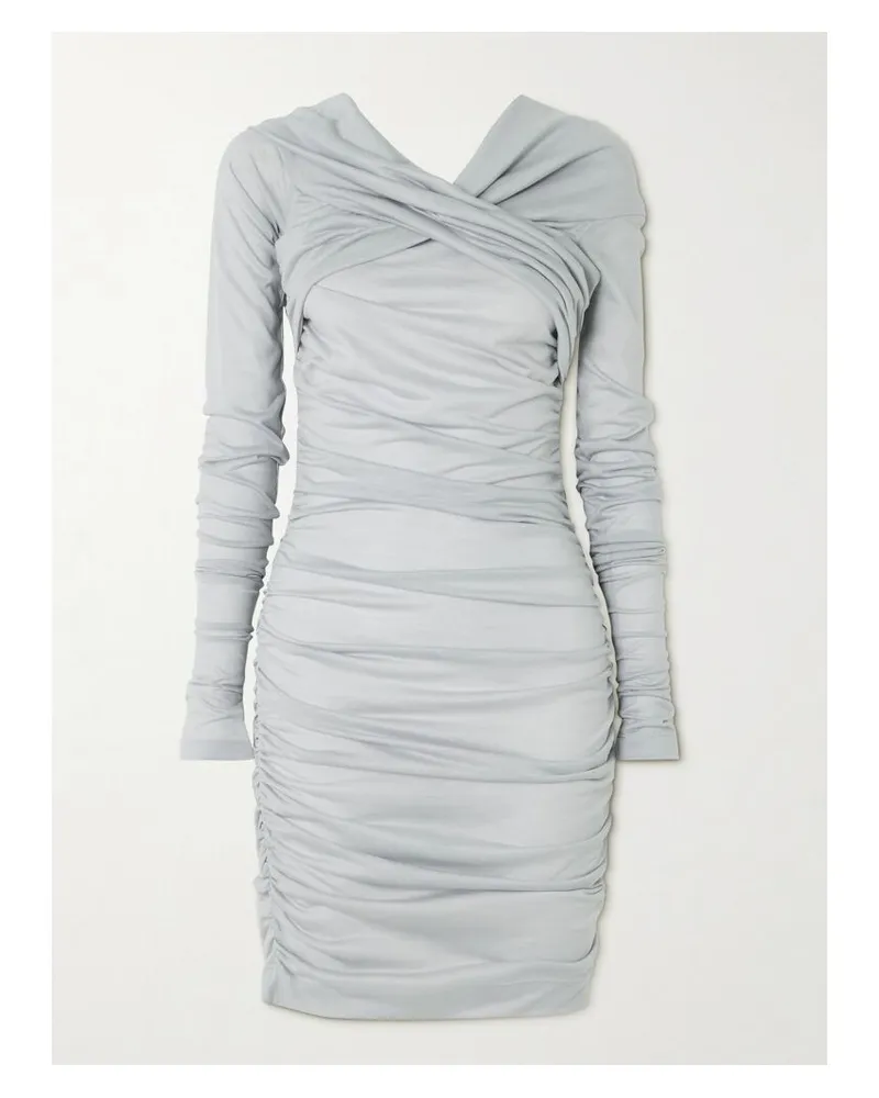 Dolce & Gabbana Minikleid Aus Woll-jersey Mit Raffungen - Grau Grau
