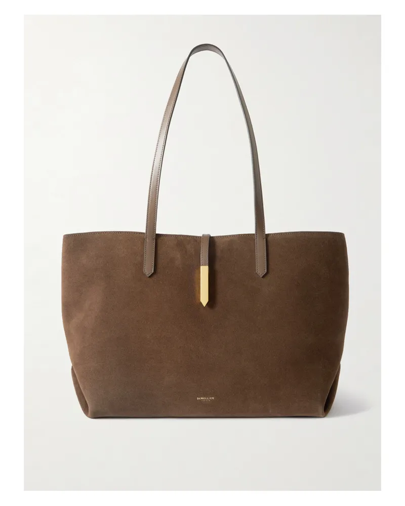 DeMELLIER Tokyo Leather-trimmed Suede Tote - Brown Brown
