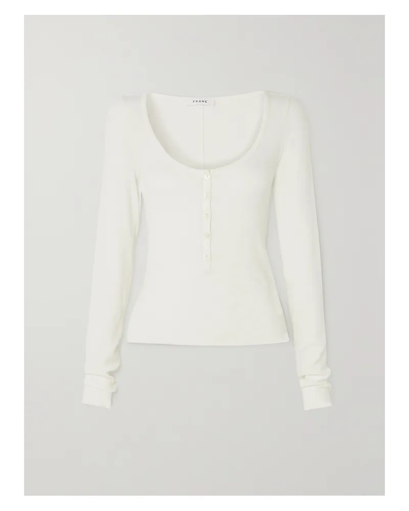 Frame Denim T-shirt Aus Geripptem Stretch-modal - Weiß Weiß