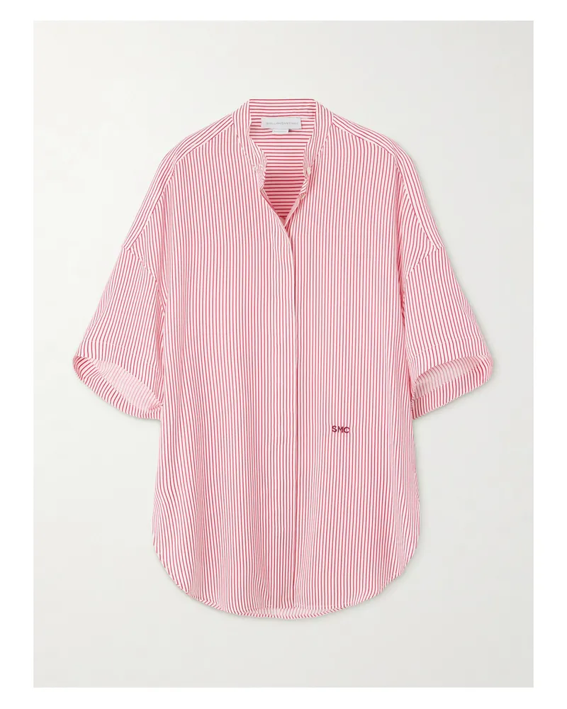 Stella McCartney Oversized-hemd Aus Gestreifter Bioseide Mit Stickerei - Rot Rot