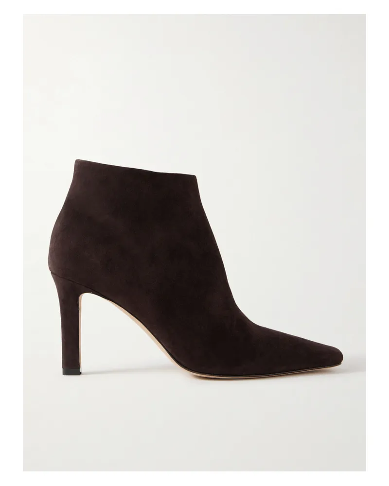 The Row Carla Suede Ankle Boots - Brown Brown