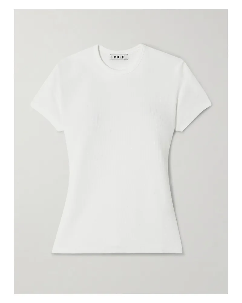 CDLP Ribbed Stretch Lyocell And Cotton-blend T-shirt - White White