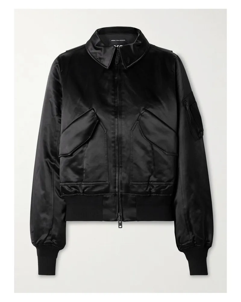 adidas Y-3 Wattierte Bomberjacke Aus Satin - Schwarz Schwarz