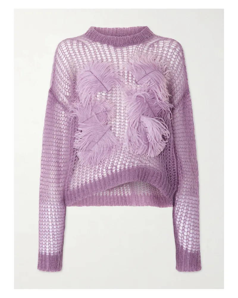 ATTICO Pullover Aus Einer Mohairmischung In Häkelstrick Mit Federn - Lila Lila