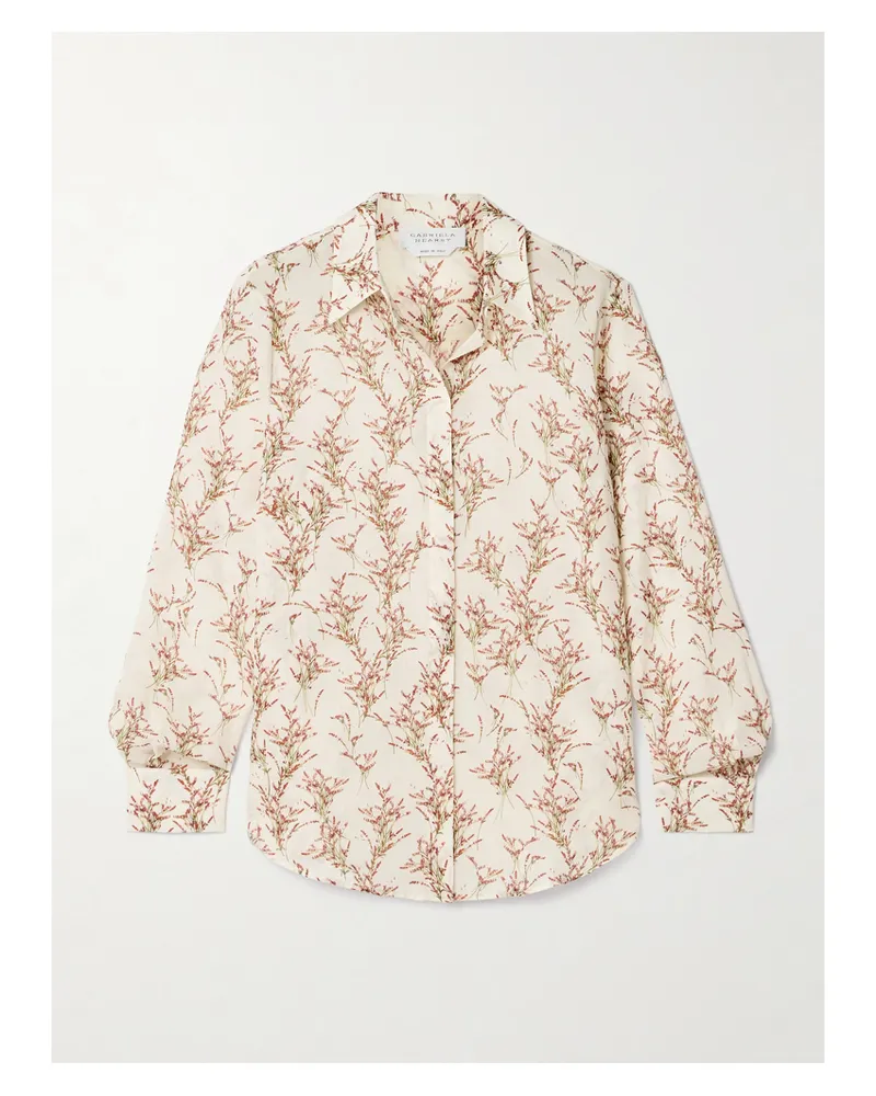 Gabriela Hearst Henri Bluse Aus Wollgaze Mit Blumenprint - Elfenbein Elfenbein