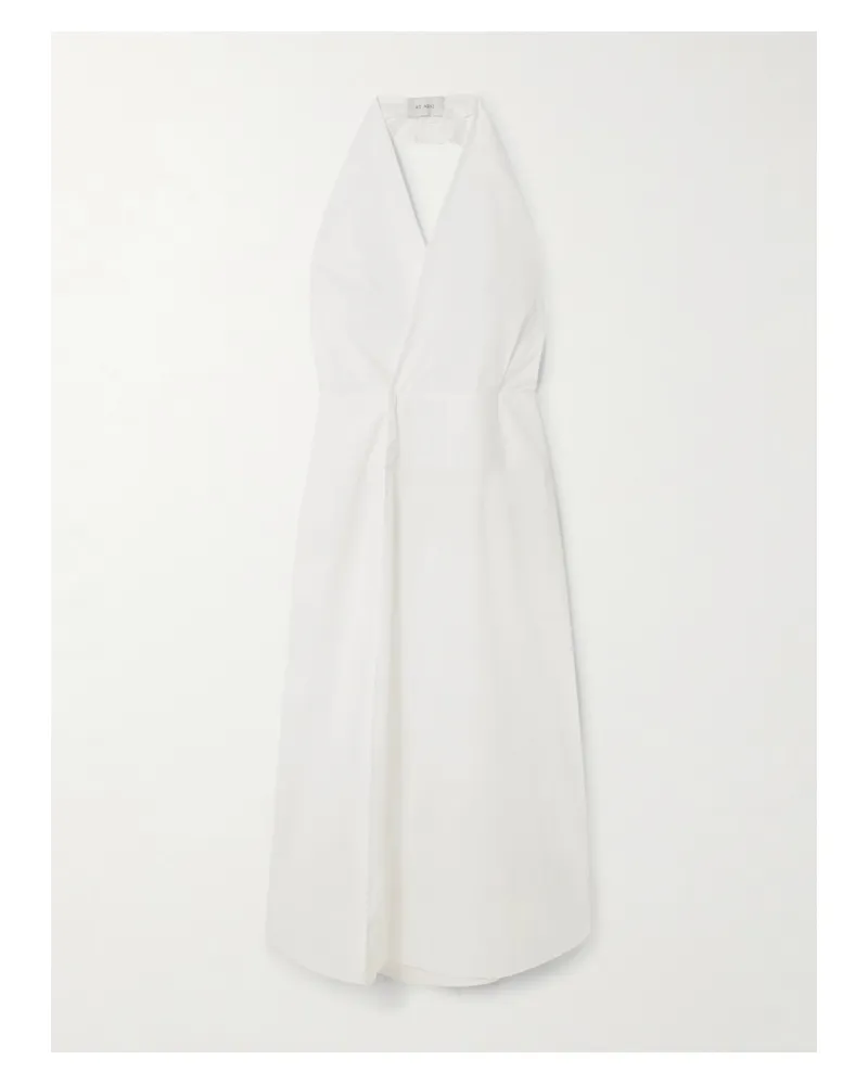 St. Agni Maxi-wickelkleid Aus Popeline Aus Einer Baumwollmischung Mit Neckholder - Weiß Weiß