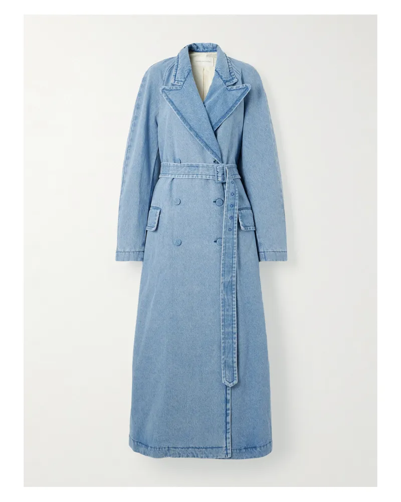 Dries van Noten Doppelreihiger Jeansmantel Mit Gürtel - Blau Blau