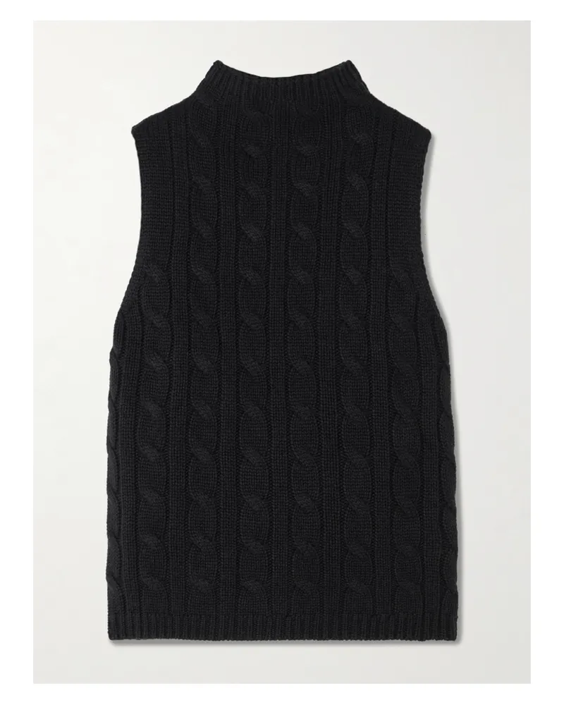 arch4 Cassie Cable-knit Silk And Organic Cashmere-blend Tank - Black Black