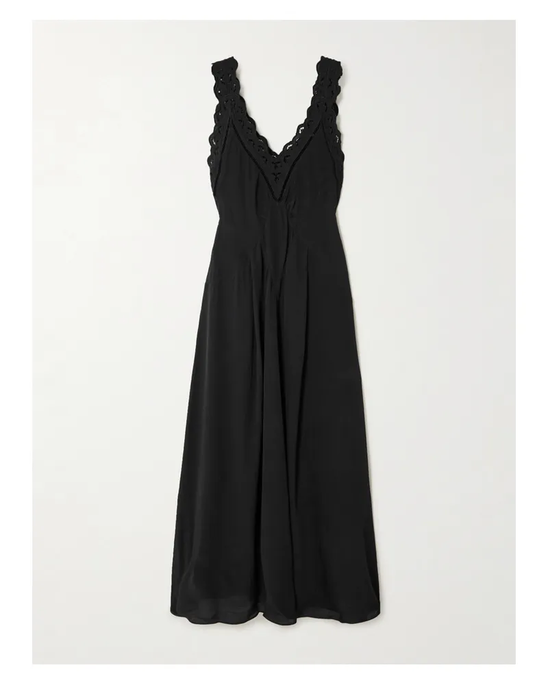 Isabel Marant Freda Maxikleid Aus Crêpe Mit Lochstickerei - Schwarz Schwarz