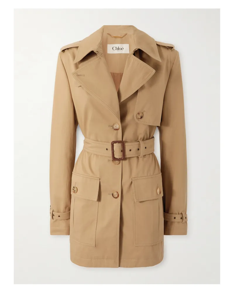 Chloé Trenchcoat Aus Baumwollgabardine Mit Gürtel - Braun Braun