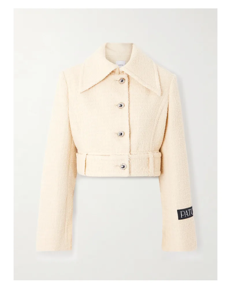 Patou Jacke Aus Tweed Aus Einer Wollmischung Mit Applikation Und Gürtel - Creme Creme