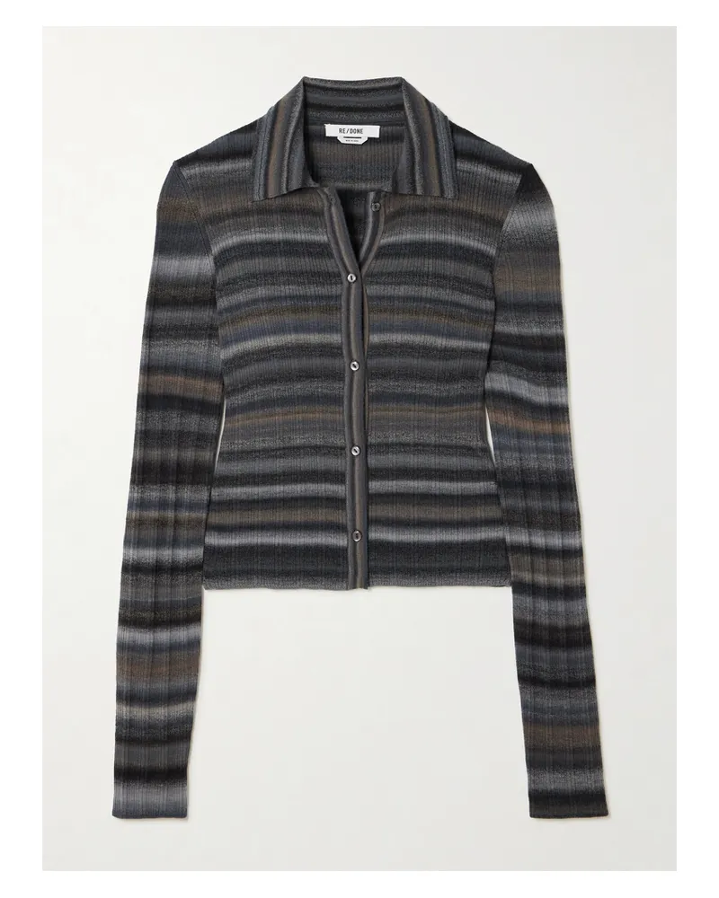 RE/DONE Cardigan Aus Gestreifter Wolle - Grau Grau