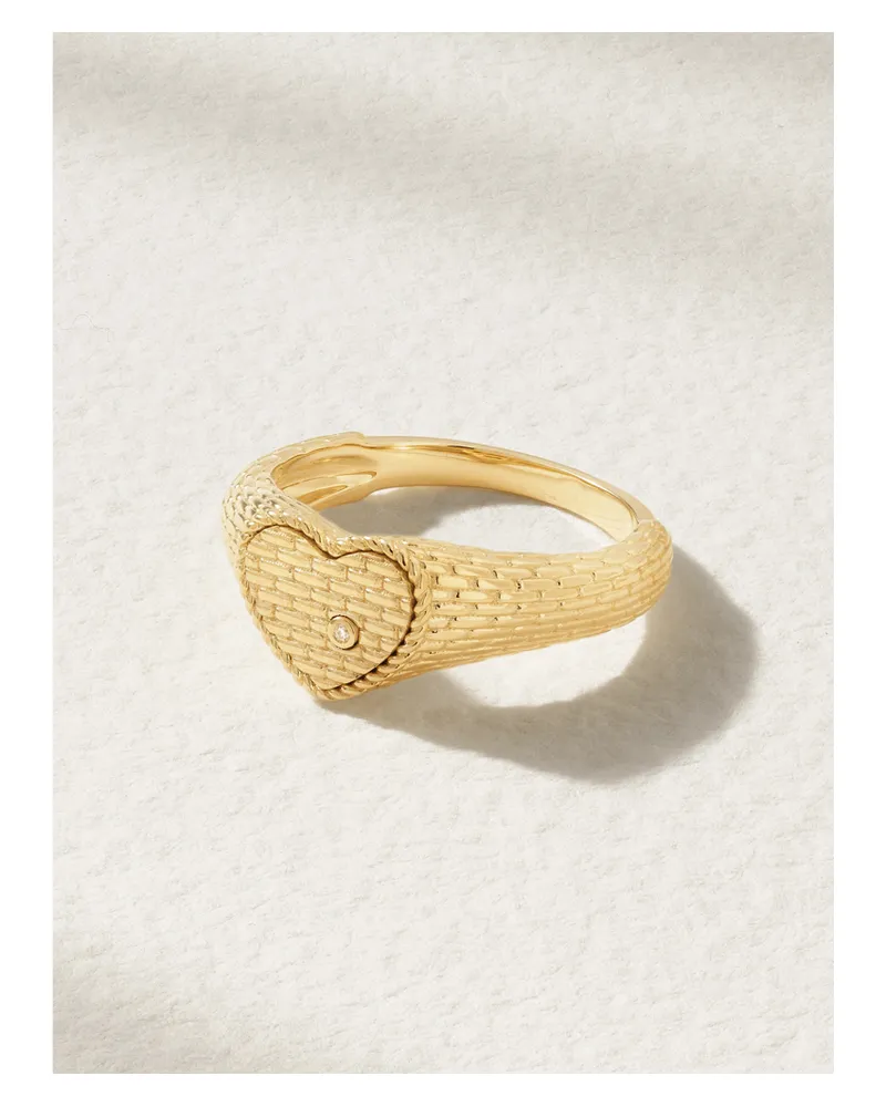 Yvonne Léon Baby Chevalière Coeur Ring Aus 9 Karat Gold Mit Diamant Gold