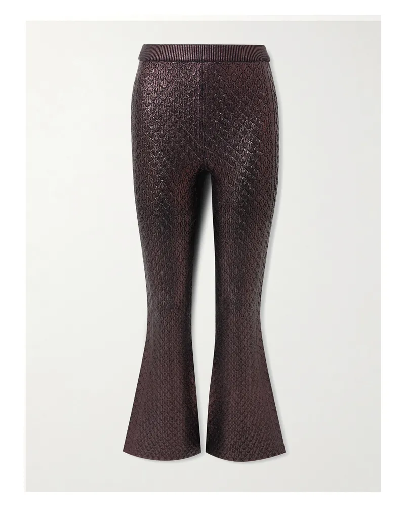 Paco Rabanne Metallic Jacquard-knit Flared Pants - Purple Purple