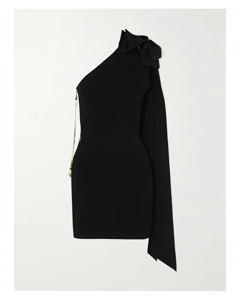 AZ FACTORY Mybody Asymmetrisches Minikleid Aus Stretch-strick Mit Schleife - Schwarz Schwarz