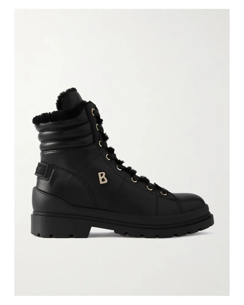 Bogner St. Moritz Schnürstiefel Aus Leder Mit Shearling-futter Und Verzierung - Schwarz Schwarz