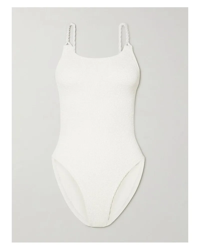 Hunza G Camille Badeanzug Aus Seersucker - Weiß Weiß