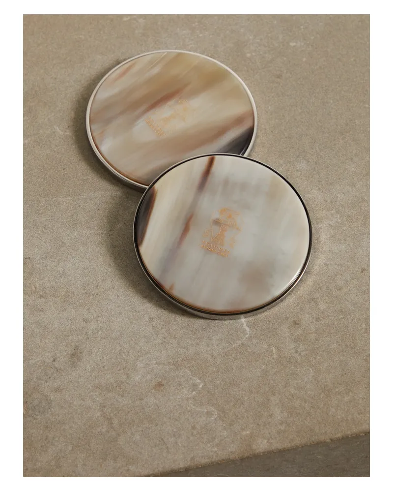 Brunello Cucinelli Set Aus Zwei Untersetzern Aus Horn Und Veloursleder - Grau Grau