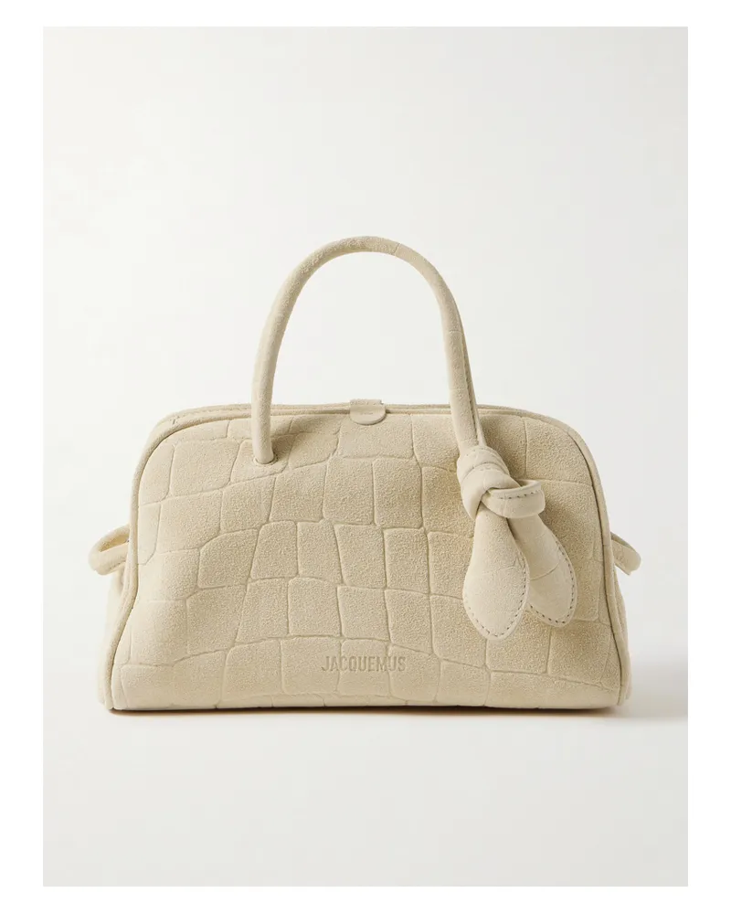 Jacquemus The Turisimo Kleine Tote Aus Veloursleder Mit Krokodileffekt - Elfenbein Elfenbein