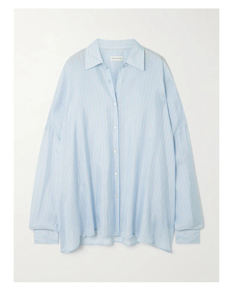 Dries van Noten Oversized-hemd Aus Glänzendem Crêpe Mit Streifenmuster - Blau Blau