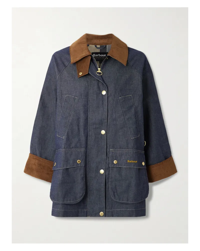 Barbour Asker Jeansjacke Mit Besätzen Aus Baumwollcord - Blau Blau