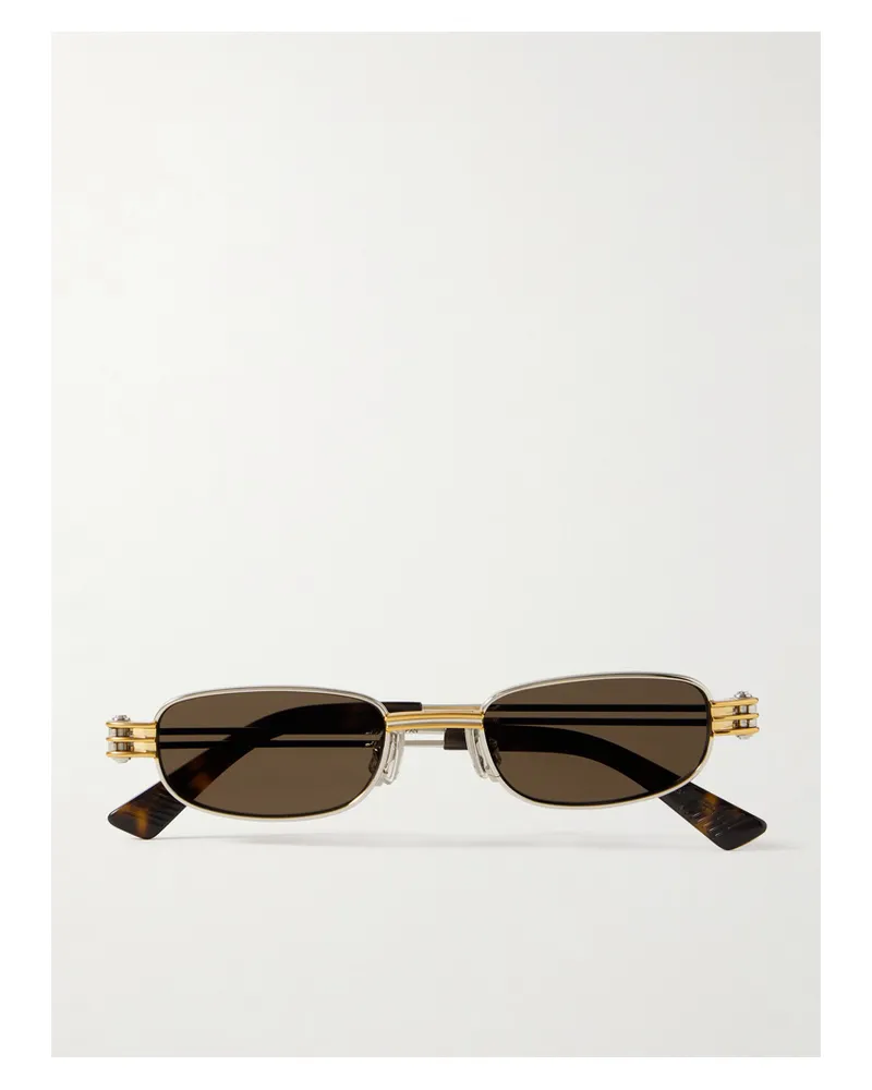 Bottega Veneta Rectangle-frame Silver- And Gold-tone Sunglasses Silver