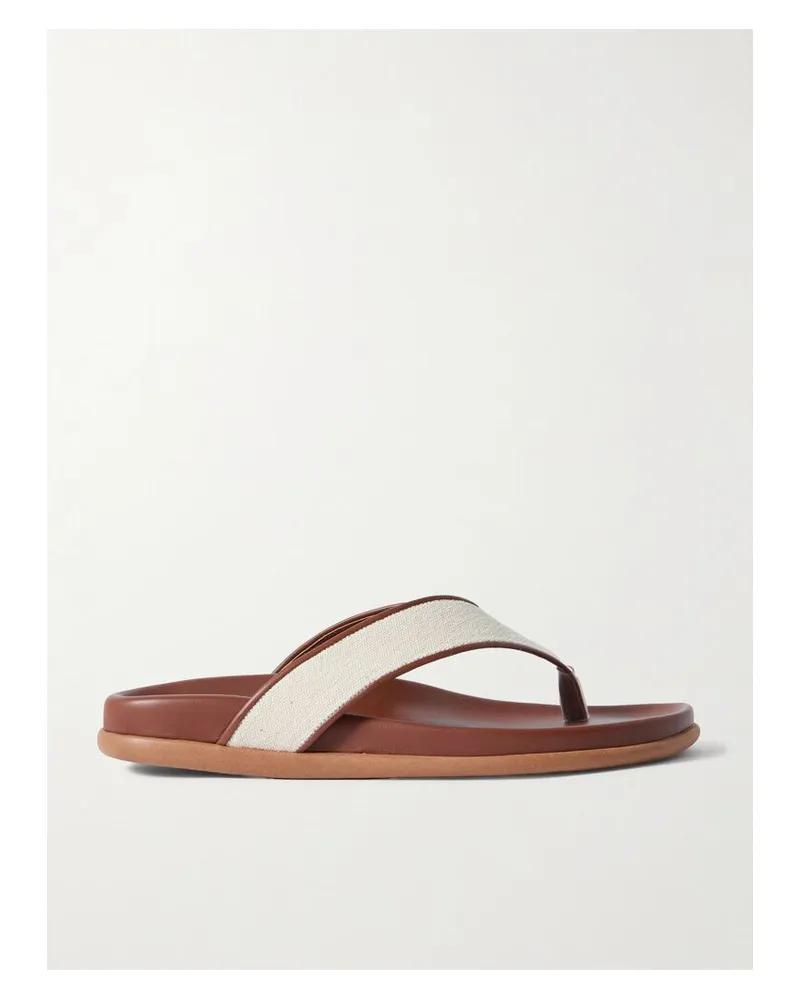 Ancient Greek Sandals Charys Zehensandalen Aus Canvas Mit Lederbesätzen - Braun Braun