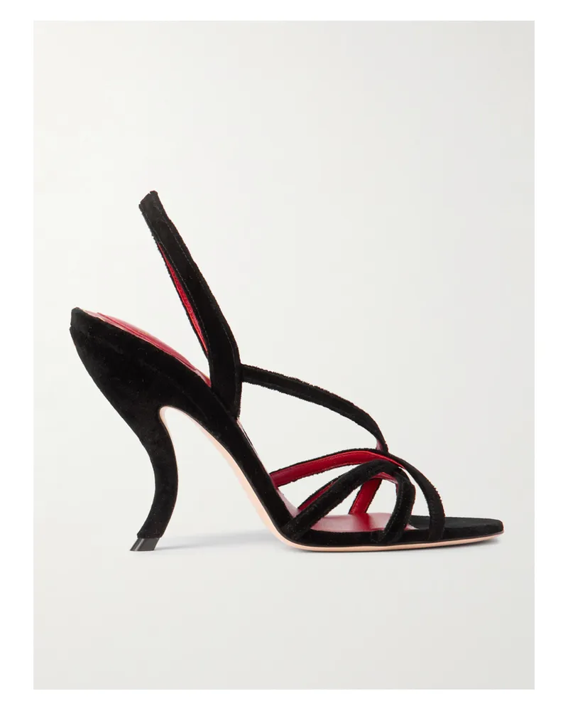 Valentino Garavani Fetishique 105 Slingback-sandalen Aus Veloursleder - Schwarz Schwarz
