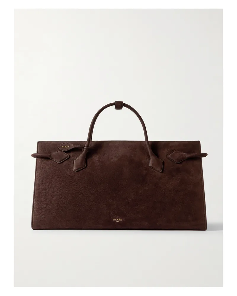 Alaïa East West Nubuck Tote - Brown Brown