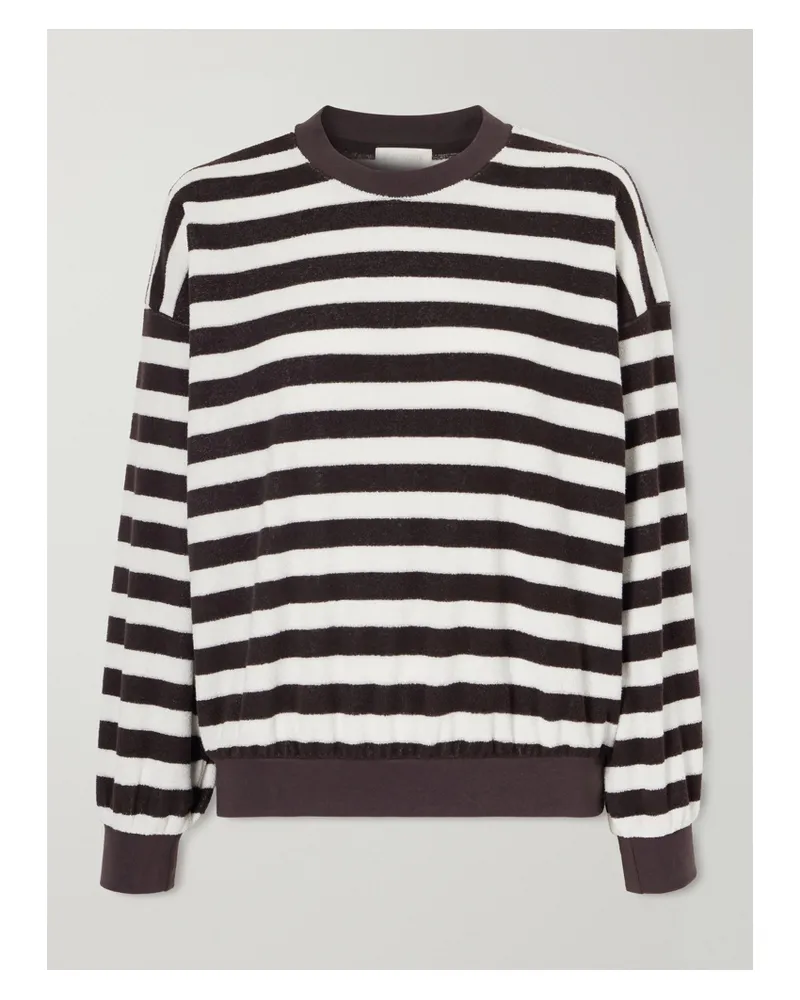Suzie Kondi Sifnos Striped Cotton-blend Terry Sweatshirt - Brown Brown