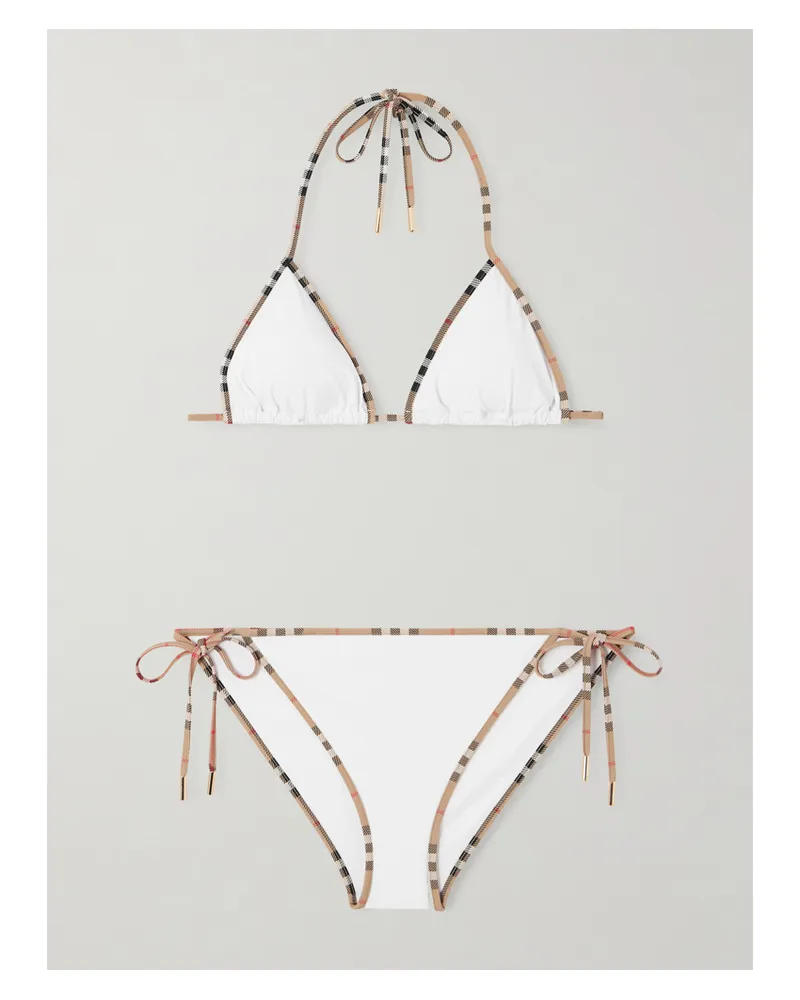 Burberry Mata Triangel-bikini Mit Karomuster - Weiß Weiß