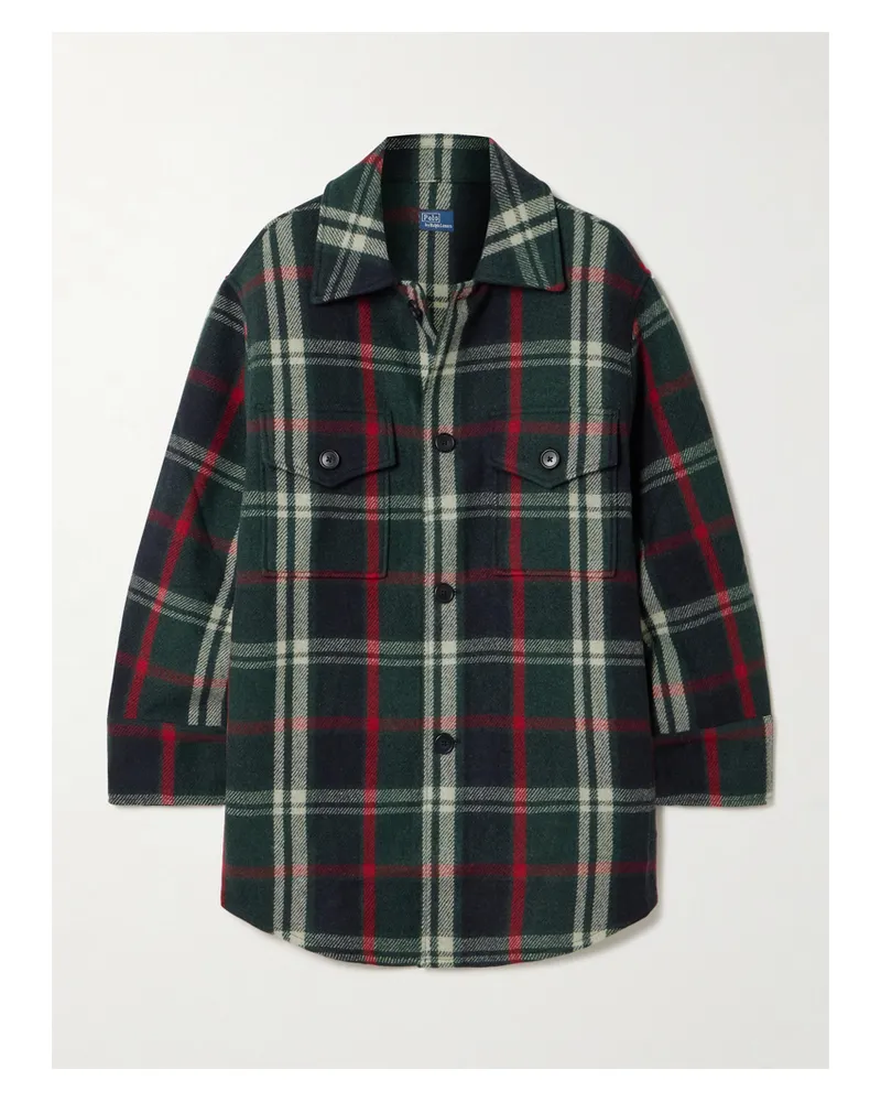Ralph Lauren Oversized-hemdjacke Aus Einer Karierten Wollmischung - Grün Grün