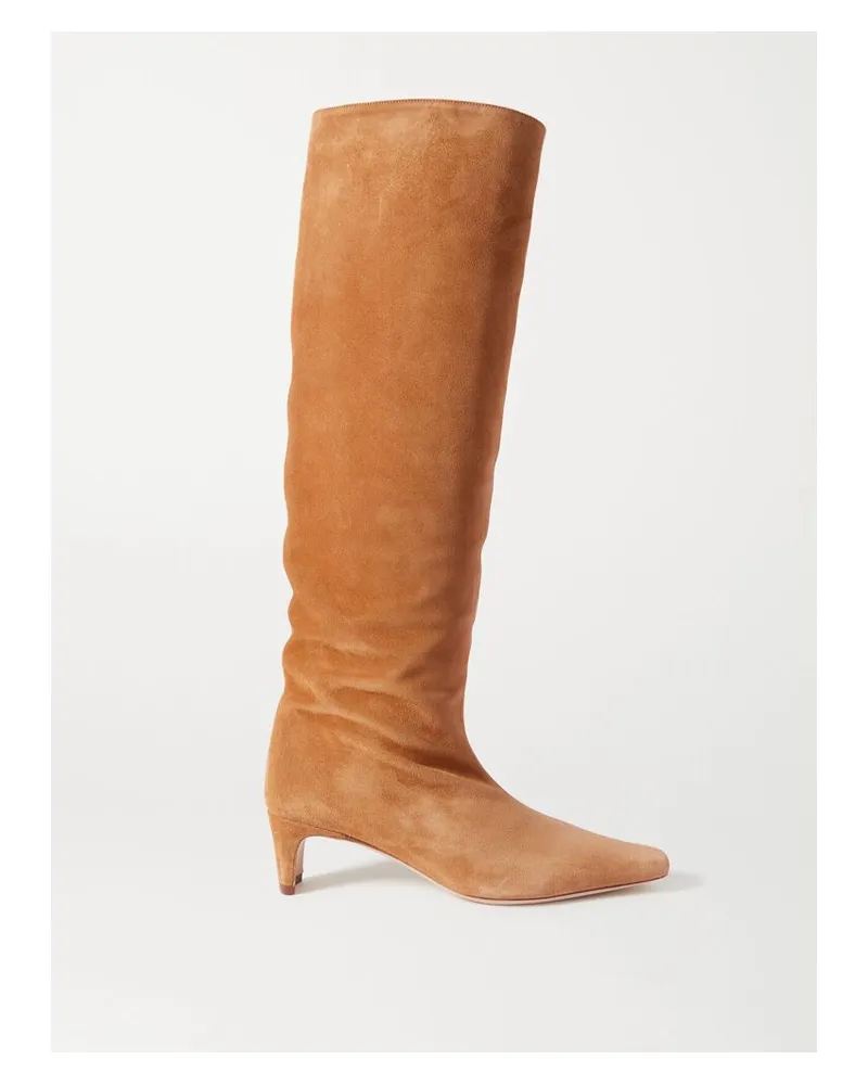 STAUD Wally Kniehohe Stiefel Aus Veloursleder - Braun Braun